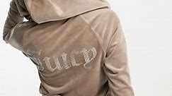 Juicy Couture - Sweat à capuche d'ensemble en velours à fermeture éclair - Marron | ASOS