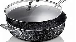 Granitestone Sauté Pan with Lid - 5.5 Quart. Non Stick Deep Frying Pan with Lid, Large Frying Pan, Oven Safe Skillet with Lid, Multipurpose Jumbo Cooker, Stovetop & Dishwasher Safe, 100% PFOA Free