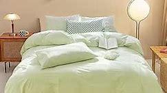 Wellboo Light Green Comforter Sets Full Sage Bedding Comforters Cotton Girls Boys Modern Solid Aloe Blue Quilts Soft Durable Blankets Women Men Grass Fresh Cyan Bed Full-80''*90''