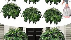 Uv-Resistant Outdoor Artificial Boston Fern Plant,Artificial Boston Ferns for Outdoors,Faux Ferns for Outdoors Large (6pcs)