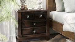 Hazelo Transitional Cherry Solid Wood 3-Drawer Nightstand by Furniture of America - Bed Bath & Beyond - 12385490