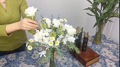 White Artificial Flowers 55 Pcs Mixed Faux Floral Stems Greenery Flower Bouquet for Flower Arrangements Table Centerpieces DIY Crafts