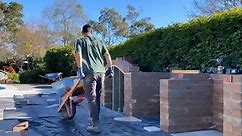 Bricking up an outdoor fireplace and pizza oven in preparation for stone cladding for our client in Middle Dural #sydneydesignandlandscaping #stonecladding #brickwork #outdoorfireplace #pizzaoven #landscape | Sydney Design and Landscaping