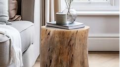Sagebrook Home Modern Natural Wood Log 19"H Stool with Natural Finish and Acacia Wood Accent Table - 15" x 15" x 19" - Bed Bath & Beyond - 37452991