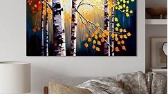 Designart 'Autumn Birch Trees Forest I' Landscape Canvas Wall Art - Bed Bath & Beyond - 37304560