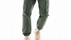 ASOS DESIGN tapered pull on pants in khaki with elasticated waist | ASOS