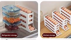4 Tiers Egg Holder for Fridge, Auto Rolling Fridge Egg Organizer, Egg Container for Refrigerator, Space Saving Eggs Dispenser for Refrigerator Storager