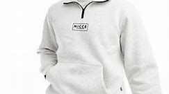 Nicce quarter zip sweatshirt in off white with chest print | ASOS