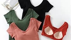 Wholesale New Models V-neck  Cotton With Chest Pads Ladies T-Shirt No Steel Ring Comforts Home Yoga Clothing