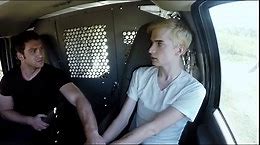 Hitchhiking blonde boy bound fucked and abused by older guy