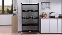 NETEL Kitchen Storage Cabinets, Microwave Stand, Bakers Racks for Kitchens with Storage, Microwave cart, Transparent Flap Door Design Kitchen Storage Shelves - 5 Tiers Black 27.6 inches