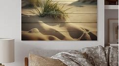 Designart 'Grass On Sand Dunes I' Beach Wood Wall Art - Natural Pine Wood - Bed Bath & Beyond - 37860237