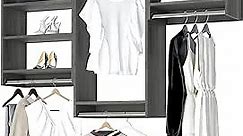 Closet Kit with Hanging Rods - Corner Closet System - Closet Shelves - Closet Organizers and Storage Shelves (Grey, 81 inches Wide) Closet Shelving