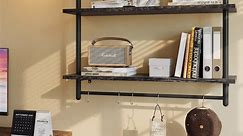 Bestier Pipe Shelf Industrial Floating Shelving 31" Kitchen Wall-Mounted Shelf in Charcoal
