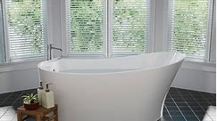 Empava 67" Freestanding Bathtub Glossy White Acrylic Soaking SPA Tub - Bed Bath & Beyond - 17143617