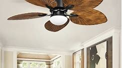 Moasis 52" Palm Leaf Tropical Style Ceiling Fan LED Light with Remote - Bed Bath & Beyond - 37919008