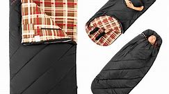 KingCamp Wearable Sleeping Bag Extra Wide Lightweight Cotton Flannel with Arm Holes for Adult Camping Hiking Travel 9°F-44°F Black