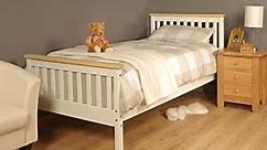 SleepOn Talsi Solid Pine Bed Frame White/Caramel Bar