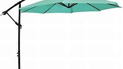 Sunnydaze Offset Patio Umbrella with Solar LED Lights - 9-Foot - Seafoam - Bed Bath & Beyond - 31953679