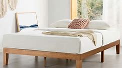 Mellow Naturalista Classic 12" Solid Wood Platform Bed with Wooden Slats, Full, Natural Pine