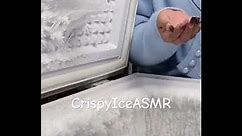 Crispy crunchy flaky humidifier frost on deep freezer lid #asmr #mukbang #crunchyfrost #iceasmr #fyp