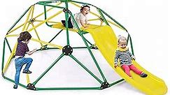 OLAKIDS Climbing Dome with Slide, Kids Outdoor Jungle Gym Geodesic Climber, Steel Frame, 8FT Climb Structure Backyard Playground Center Equipment for Toddlers