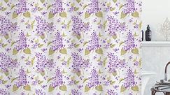 Ambesonne Retro Shower Curtain, Nostalgic Floral Petals, 69"Wx75"L, Violet Purple