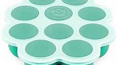 Silicone Baby Food Freezer Tray with Clip-on Lid - 2oz x 10 Pods Baby Food Silicone Freezer Molds, Breast Milk Freezer Tray, Dishwasher, Microwave, BPA-Free Baby Food Storage Tray (Alpine Green)