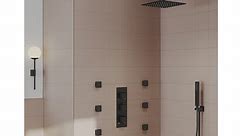GRANDJOY Shower System Rainfall 12 inch Ceiling Mount Shower Head 6 Body Jets Handheld Spray Thermostatic Valve High Pressure - Bed Bath & Beyond - 39581538