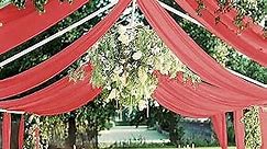 Ceiling Drapes Coral 5x20 FT Chiffon Ceiling Drape Curtain for Wedding Arch Draping Fabric 2 Panels Sheer Backdrop Drape for Ceiling Chiffon Drapery Wedding Tent Drape Decorations for Party
