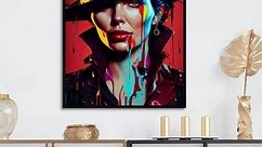 Designart "Female Criminal Mastermind V" Contemporary Glam Framed Canvas Art Print - Bed Bath & Beyond - 37312679