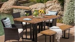 Taylor Outdoor 7 Piece Wicker Dining Set with Textured Dining Table by Christopher Knight Home - Bed Bath & Beyond - 21144551