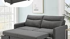 Queen Sleeper Sofa Bed, 3 in 1 Convertible Sleeper Couch Pull Out Bed with Backrest Pillows, Pinstripe Corduroy Loveseat Couch for Living Room Apartment (No.1-Gray)