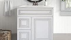 30" Shaker Bathroom Vanity Sink Base with Drawers (Ready-to-Assemble) (Antique White Vanity Base)