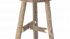 Decorative Antique Log Cabin Natural Wooden Accent Stool Side Table - Bed Bath & Beyond - 32548697
