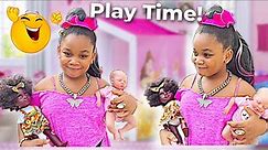 Racheal Pretend Play with Girl Toys & Barbie doll