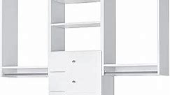 Closet Kit with Hanging Rods, Shelves & Drawers - Corner Closet System - Closet Shelves - Closet Organizers and Storage Shelves (White, 90 inches Wide) Closet Shelving