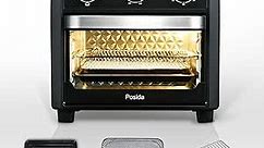 Convection Toaster Oven with 4 Accessories,6-In-1 Convection Oven for French Fries,Chiken Wings,Steaks,Toast Bread and Pizza,Knob-controlled Oven,360