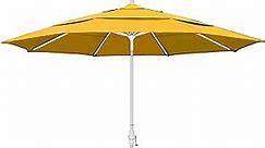 California Umbrella 11' Round Aluminum Market Umbrella, Crank Lift, Collar Tilt, White Pole, Pacifica Taupe