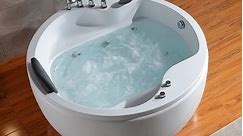 Acrylic 59" X 59" Round Alcove Whirlpool Bathtub - 6 Water Jets - Right Side Drain - Bed Bath & Beyond - 33466808