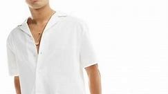 River Island short sleeve seersucker shirt in white | ASOS