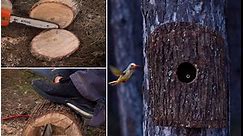 Homemade Bird houses from a natural log