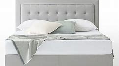 Priage by Zinus Grey Sand Upholstered Beige Button-tufted Premium Platform Bed - Bed Bath & Beyond - 20508711