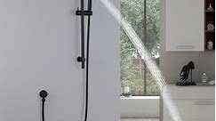 Round Adjustable Slide Bar Handheld Shower Head Black With 60'' Shower Hose - Bed Bath & Beyond - 34801199