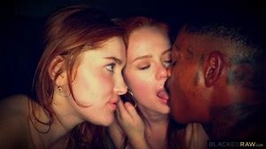 Interracial Threesome Oral Sex and Kissing