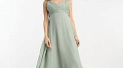 ASOS DESIGN petite bridesmaid cami maxi dress with ruched bodice and tie waist in olive | ASOS