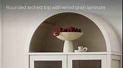 Modway Nolan Modern Farmhouse 71" Tall Arched Storage Display Cabinet in Black Oak Wood Grain