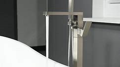 WOODBRIDGE Austin Single-Handle Freestanding Floor Mount Tub Filler Faucet with Hand Shower in Brushed Nickel F1071