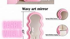 BOJOY Full Length Mirror 63"x24", Irregular Wavy Mirror, Wave Arched Floor Mirror, Wall Mirror Standing Hanging or Leaning Against Wall for Bedroom, Flannel Wra… [Video] [Video] | Wooden mirror frame, Mirror, Arched floor mirror