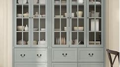 China Cabinet Tempered Glass Doors Storage Cabinet White Tall Bookcase - Bed Bath & Beyond - 37397403